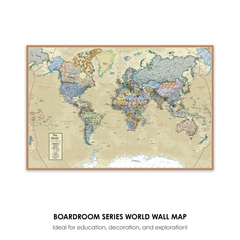 Waypoint Geographic Boardroom Series World Wall Map, Antique-Style Laminated World Map Poster, Educational Wall Art For Home, Classroom, or Office, Unique Gifts, 24â€ x 36â€ - Image 2